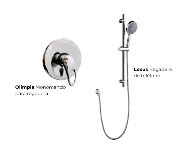 Kit Regadera Lexus + Monomando Olimpia. Castel