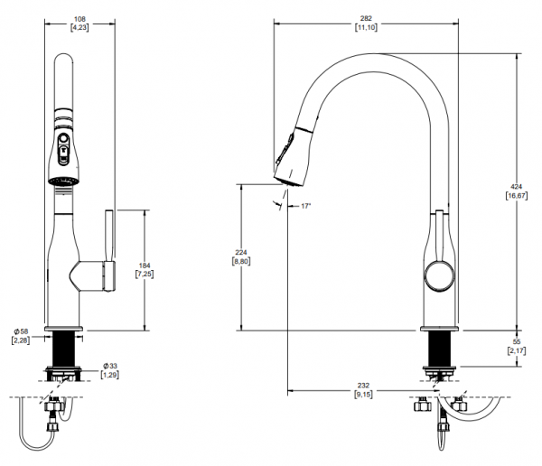 Monomando para Fregadero de Sensor Práctika Acero Inox Mod. E-315-AI. Helvex - Imagen 2